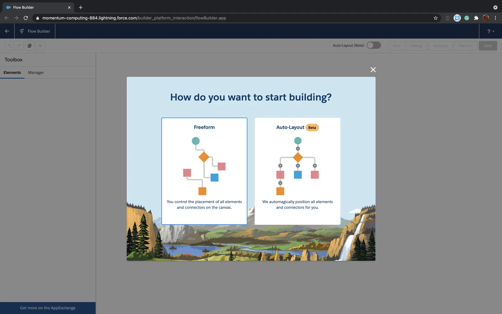Salesforce Flow layout type prompt